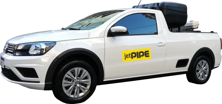 Veículo adaptado para utilização de mini hidrojato Jetpipe com capacidade de resolver qualquer entupimento